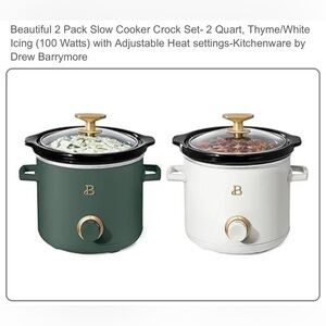 2 Pack Slow Cooker Set - Green and White 2qt brand new NO box